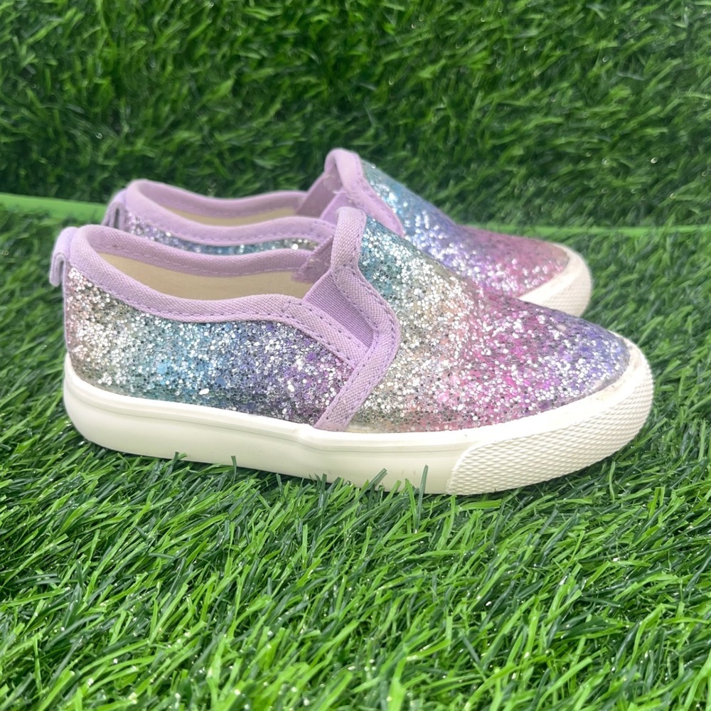 Cat Jack Toddler Girls Rainbow Glitter Slip On Sneakers Size7 Fairytale Sparkle